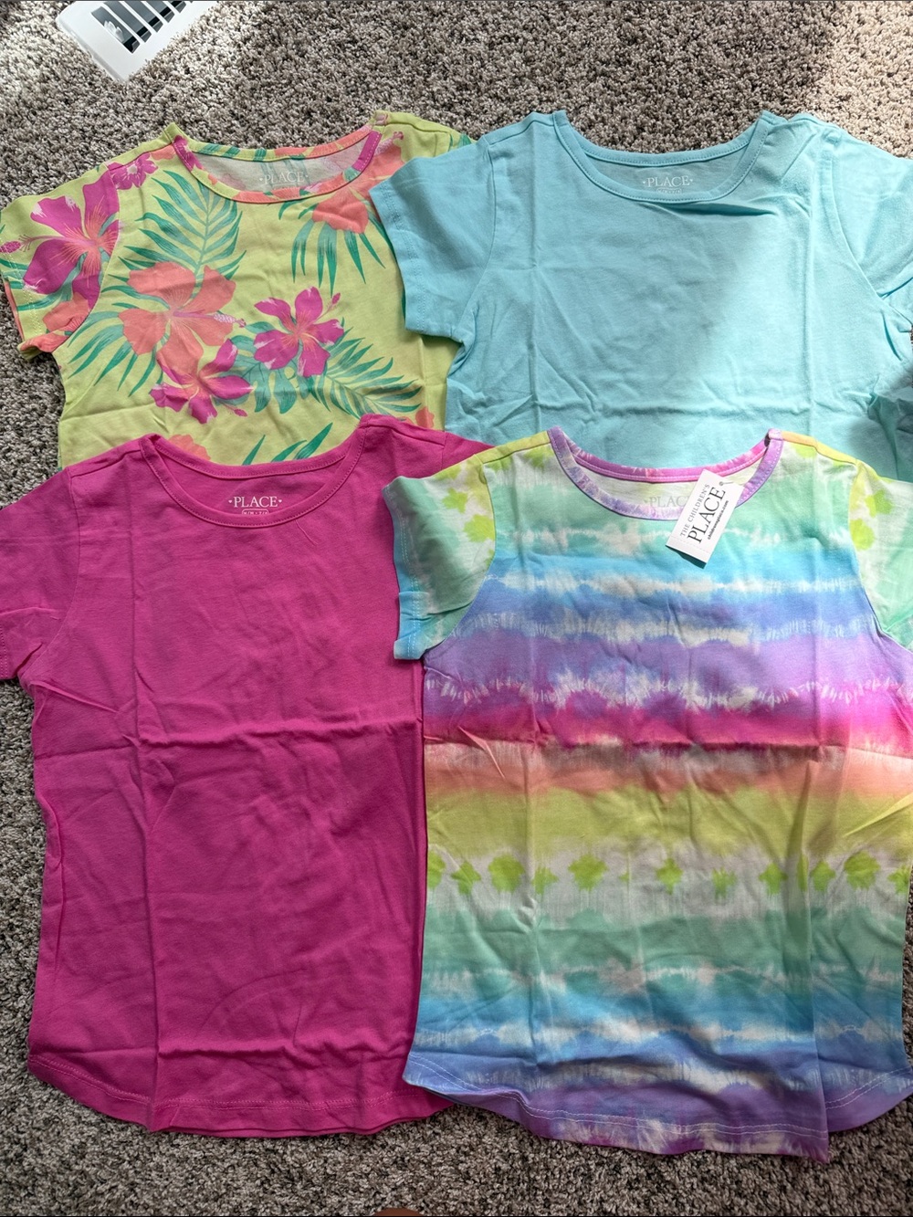 NWT - 4 Children's Place Girls' Rainbow Tie-Dye Tee - Multicolor size medium